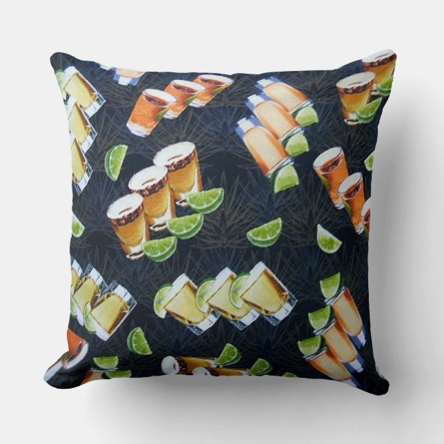 Tequila Shots and Lime Wedges Throw Pillow (Front)