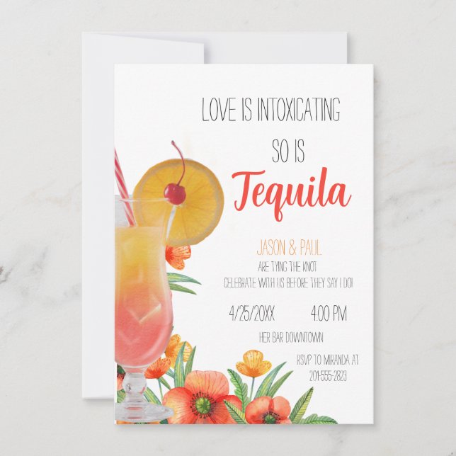 Tequila Sunrise BachelorX Party Invitation (Front)
