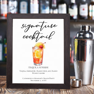 Tequila Sunrise Beach Party Signature Cocktail Poster