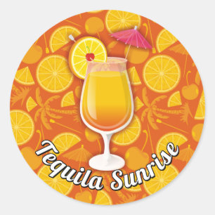 Tequila sunrise classic round sticker