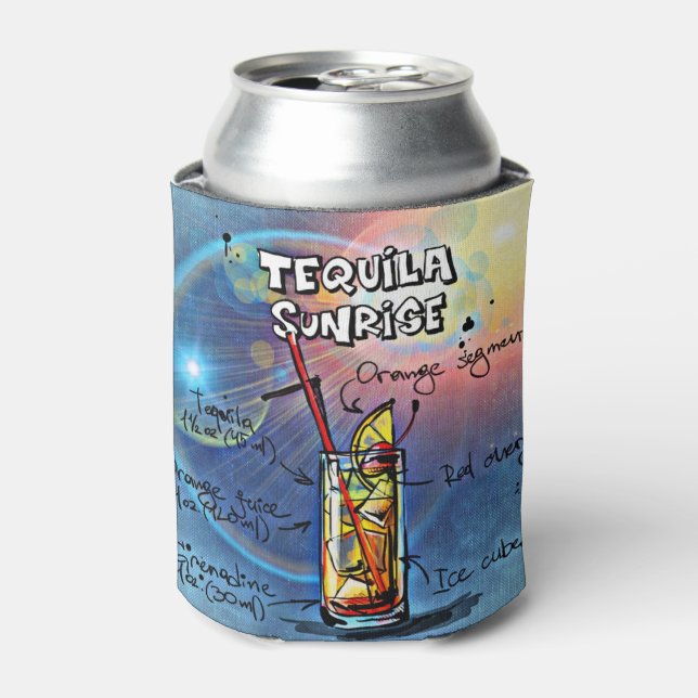 Tequila Sunrise Cocktail (#7 /12 Drink Recipe Set) Can Cooler (Can Front)