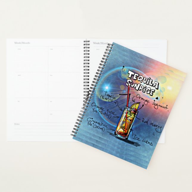 Tequila Sunrise Cocktail (#7 /12 Drink Recipe Set) Planner (Display)