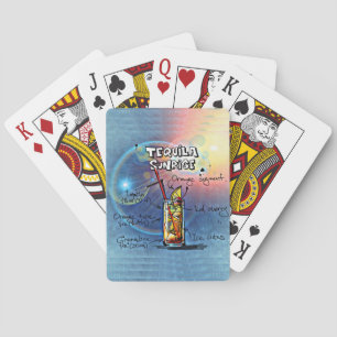 Tequila Sunrise Cocktail (#7 /12 Drink Recipe Set) Playing Cards
