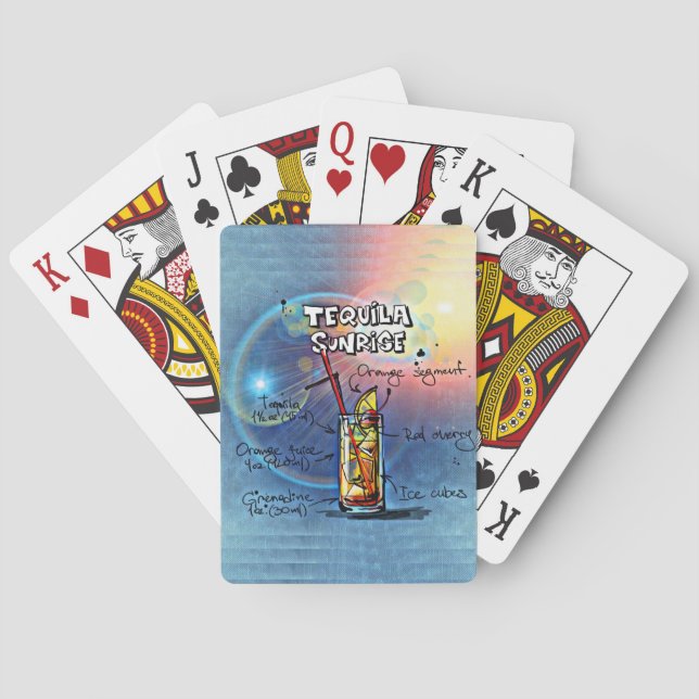 Tequila Sunrise Cocktail (#7 /12 Drink Recipe Set) Playing Cards (Back)