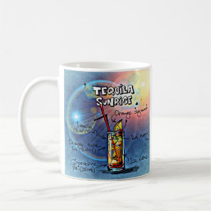 Tequila Sunrise Cocktail #7 Set of 12 Drink Recipe Coffee Mug