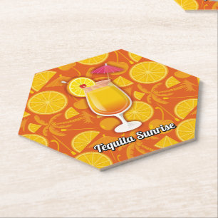 Tequila Sunrise Cocktail Paper Coaster