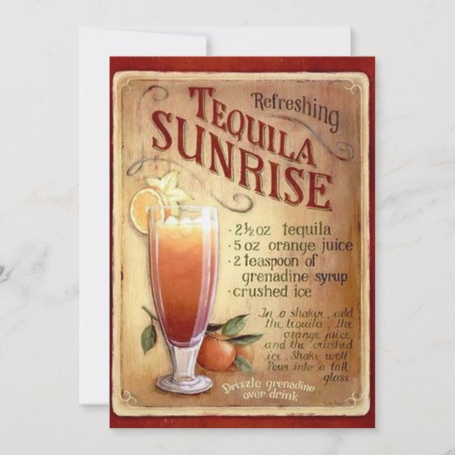 Tequila Sunrise Cocktail Party  Invitation (Front)