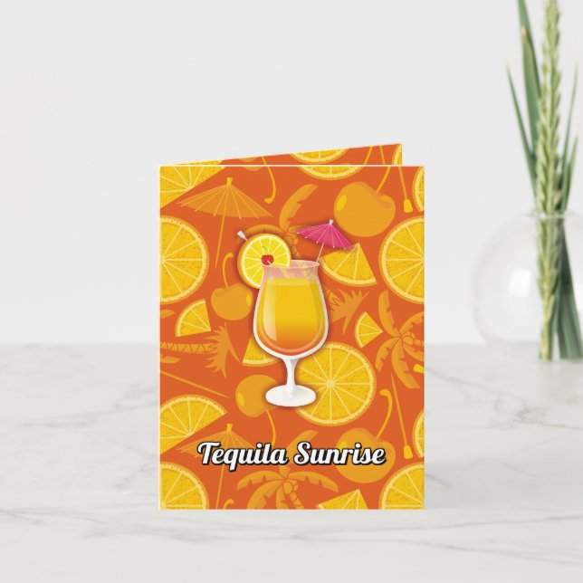 Tequila Sunrise Cocktail Recipe Card (Front)