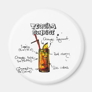 Tequila Sunrise Cocktail Recipe Magnet