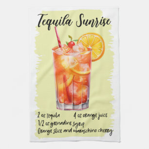 Tequila Sunrise Cocktail Recipe Tea Towel