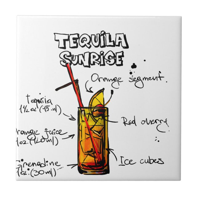 Tequila Sunrise Cocktail Recipe Tile (Front)