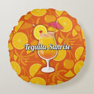 Tequila Sunrise Cocktail Round Cushion