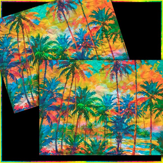 [Tequila Sunrise] Colourful Tropical Palms Beach Tissue Paper (Try playing with the image filters for completely different color effects. )
