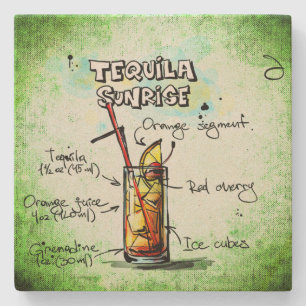 Tequila Sunrise Drink Recipe Stone Coaster