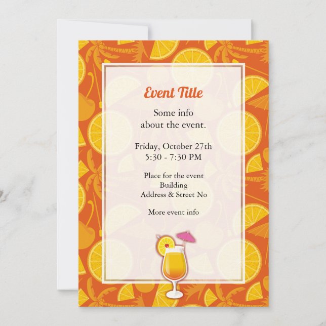 Tequila Sunrise Invitation (Back)