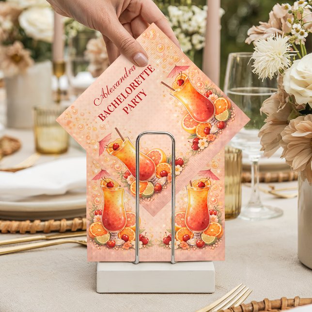 Tequila Sunrise Miami Weekend Bachelorette Party Napkin (Creator Uploaded)