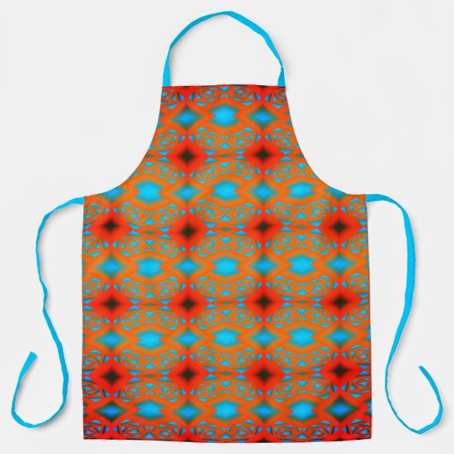 Tequila Sunrise Ombre Geometric Abstract Art Apron (Front)