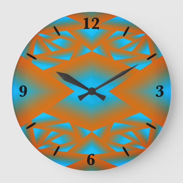 Tequila Sunrise Ombre Geometric Abstract Art  Large Clock (Front)
