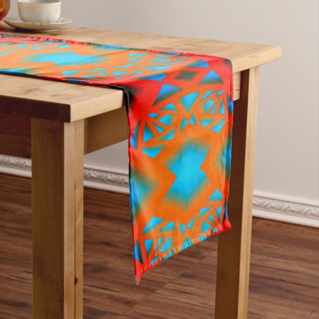 Tequila Sunrise Ombre Geometric Abstract Art  Short Table Runner (In Situ)