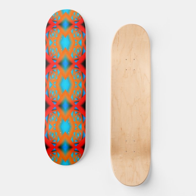 Tequila Sunrise Ombre Geometric Abstract Art  Skateboard (Front)