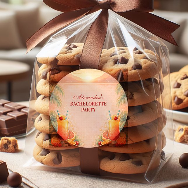 Tequila Sunrise Palm Paradise Bachelorette Party Classic Round Sticker (Creator Uploaded)