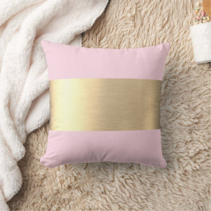 Tequila Sunrise Pink Gold Foil Rustic Faux Cushion