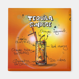 Tequila Sunrise Recipe Bar Magnet