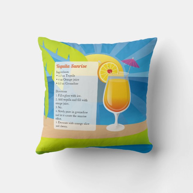 Tequila Sunrise Recipe Cushion (Back)