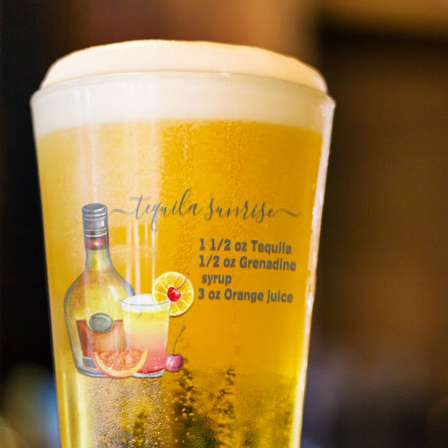 Tequila Sunrise Recipe Watercolor Mixed Drink Glass (Creator Uploaded)