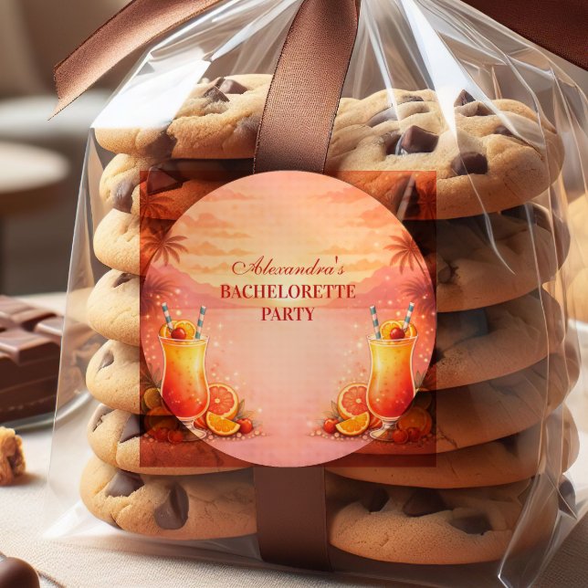 Tequila Sunrise Tropical Bachelorette Party Classic Round Sticker (Creator Uploaded)