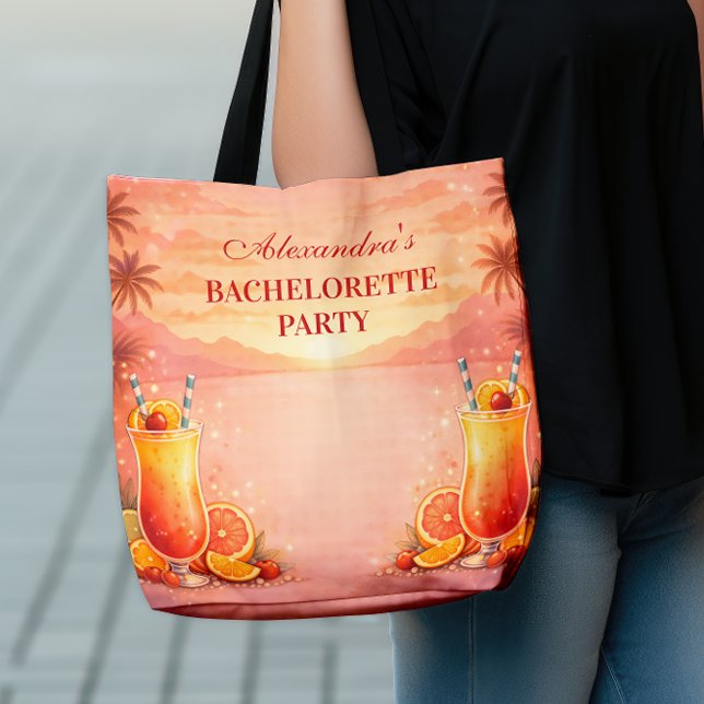 Tequila Sunrise Tropical Bachelorette Party Tote Bag (Creator Uploaded)