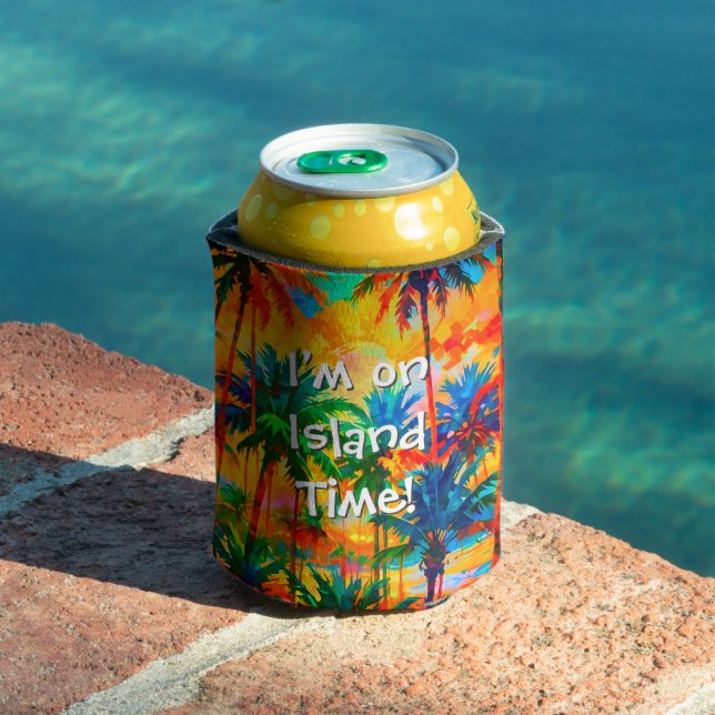 [Tequila Sunrise] Tropical Island Time Drink Beer Can Cooler (In Situ Pool)
