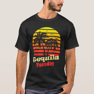 Tequila Tuesday 80s Summer Beach Palm Tree Sunset T-Shirt