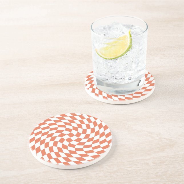 Teracotta Wedding Collection Check Chequered   Coaster (Side)