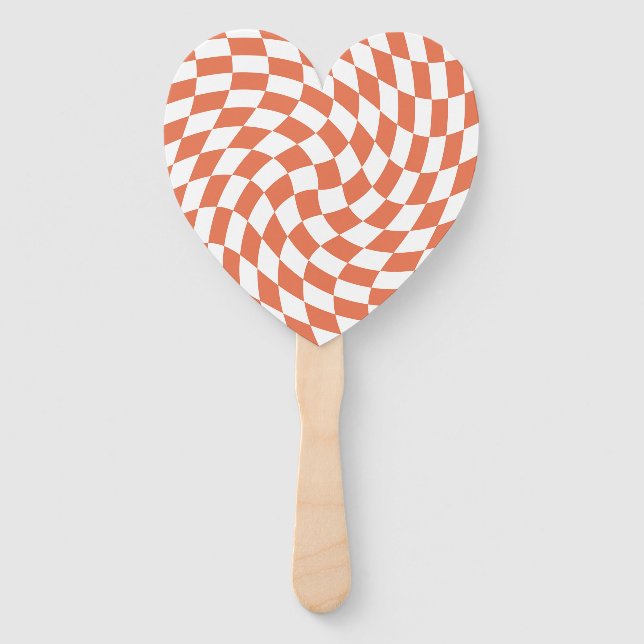 Teracotta Wedding Collection Check Chequered  Hand Fan (Front)