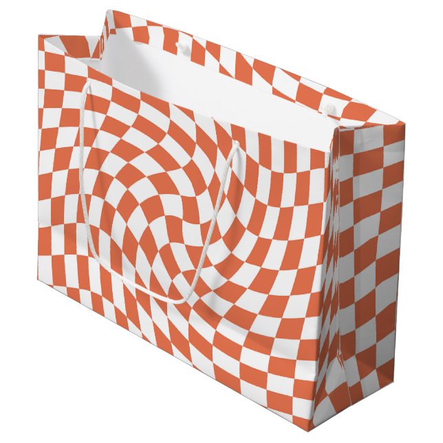 Teracotta Wedding Collection Check Chequered  Large Gift Bag (Front Angled)