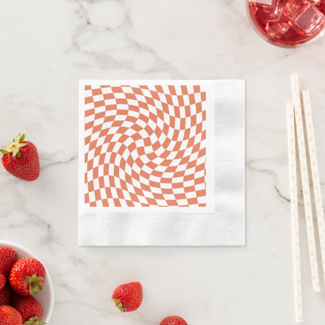 Teracotta Wedding Collection Check Chequered   Napkin (Insitu)