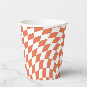 Teracotta Wedding Collection Check Chequered  Paper Cups