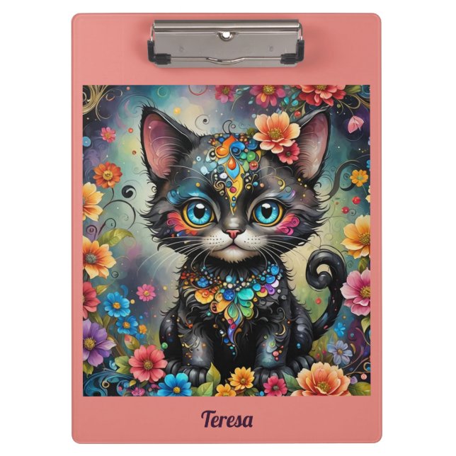 TERESA ~ Cute Black Cat ~ Clipboard (Front)