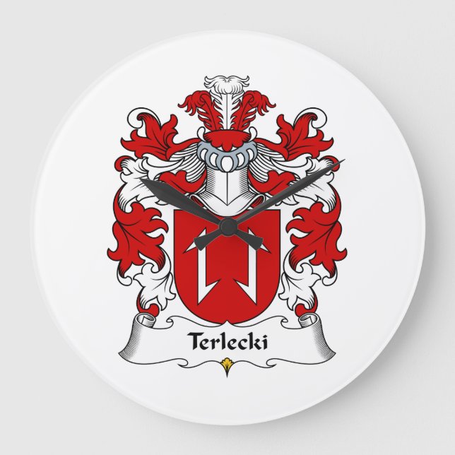 Terlecki Family Crest Large Clock (Front)