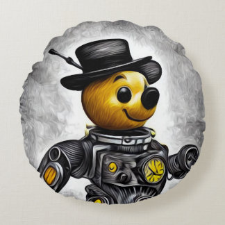 Terminator Pooh in a Hat Round Cushion