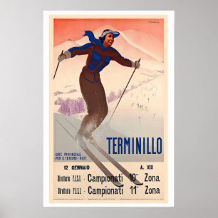 Terminillo Italy Mountain Snow Winter Skier Poster