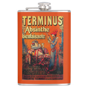 Terminus Absinthe Vintage PosterEurope Hip Flask
