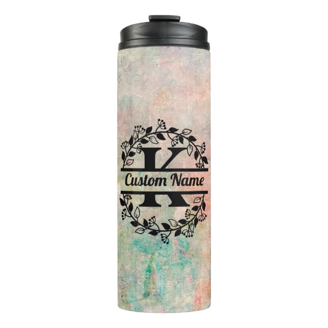 Termo K Floral Monogram Letter Thermal Tumbler (Front)