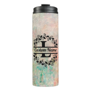 Termo L Floral Monogram Letter Thermal Tumbler