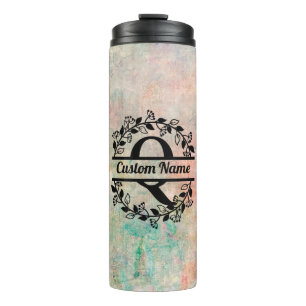 Termo Q Floral Monogram Letter Thermal Tumbler