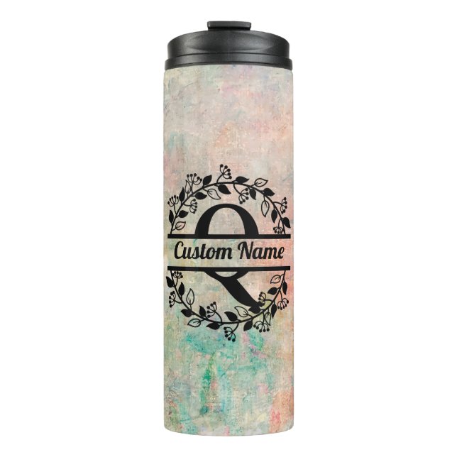 Termo Q Floral Monogram Letter Thermal Tumbler (Front)