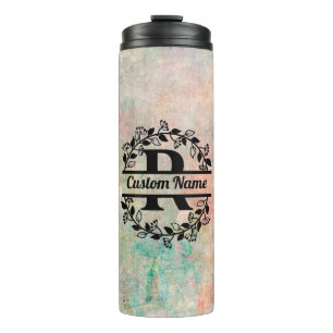 Termo R Floral Monogram Letter Thermal Tumbler