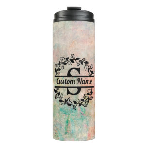 Termo S Floral Monogram Letter Thermal Tumbler