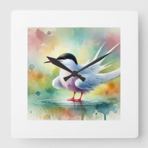 Tern in Natural Serenity 050824AREF109 - Watercolo Square Wall Clock